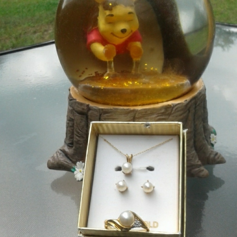 Real pearl 10k gold set